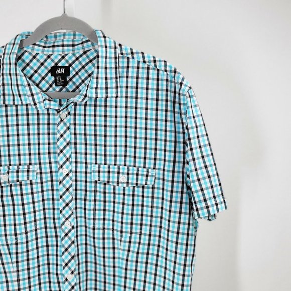 H&M checked casual button down shirt Sz XL - Picture 2 of 5